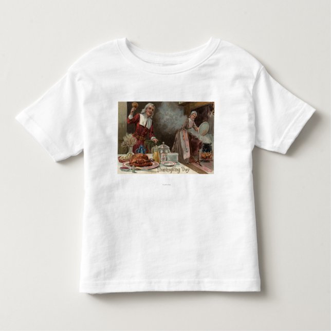 Erntedank DayPilgrim Abendessen-Szene Kleinkind T-shirt (Vorderseite)