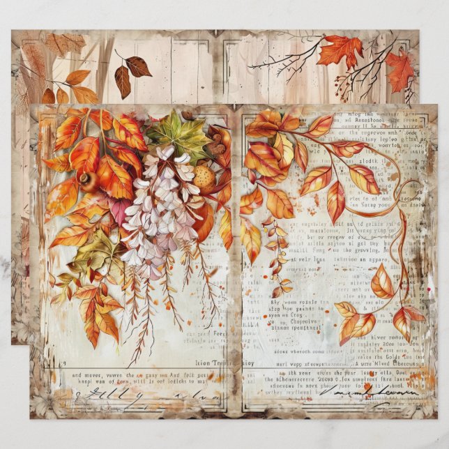 Erntedank Decoupage Junk Journal-Blatt (Vorne/Hinten)