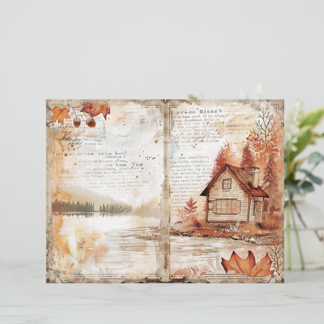 Erntedank Decoupage Junk Journal-Blatt (Stehend Vorderseite)