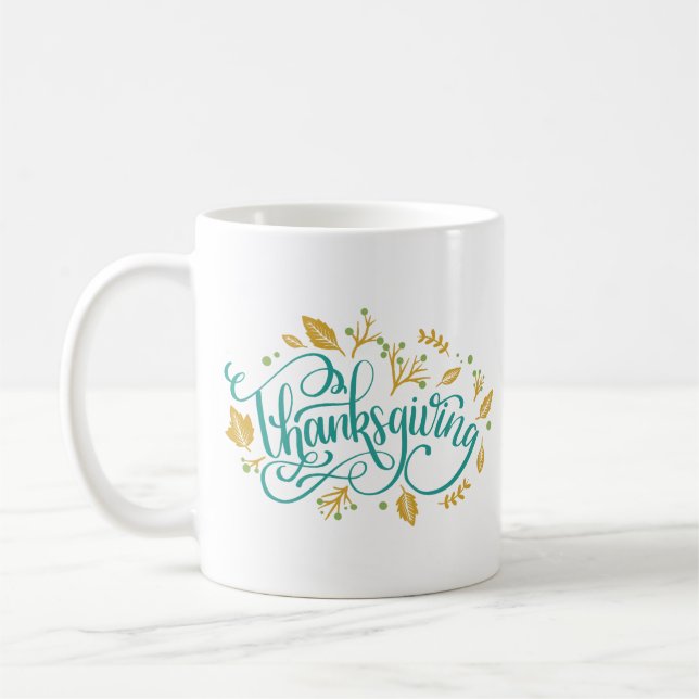 Erntedank-Dekorationskalligraphie Herbstleaves Kaffeetasse (Links)