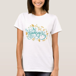 Erntedank-Dekorationskalligraphie Herbstleaves T-Shirt