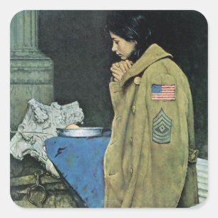 Erntedank der Flüchtlinge Quadratischer Aufkleber