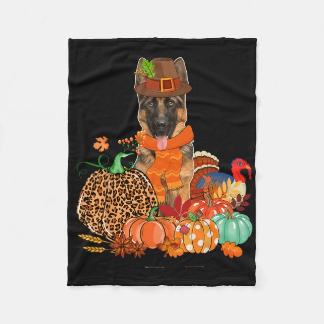 Erntedank Deutscher Schäferhund mit türkischer Her Fleecedecke (Vorderseite)