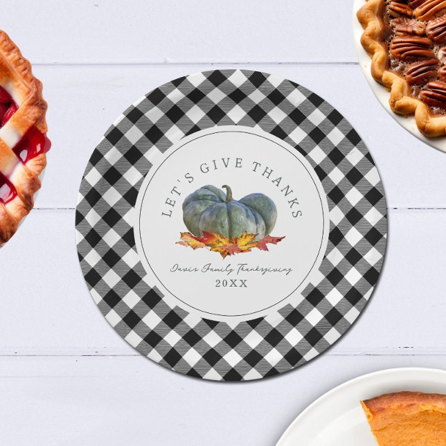 Erntedank Dinner Buffalo Kariert Gourd Pumpkin Pappteller (Von Creator hochgeladen)