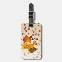 Erntedank Dinner Cuisine Pumpkin Pie Hot Choco Gepäckanhänger