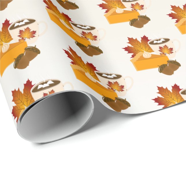 Erntedank Dinner Cuisine Pumpkin Pie Hot Choco Geschenkpapier (Rolleneckpunkt)
