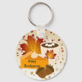 Erntedank Dinner Cuisine Pumpkin Pie Hot Choco Schlüsselanhänger