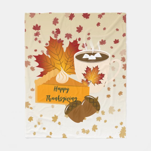 Erntedank Dinner Cuisine Pumpkin Pie Hot Cocoa Fleecedecke (Vorderseite)