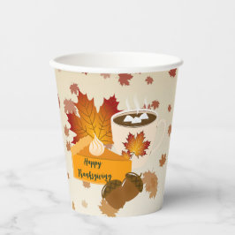 Erntedank Dinner Cuisine Pumpkin Pie Hot Cocoa Pappbecher