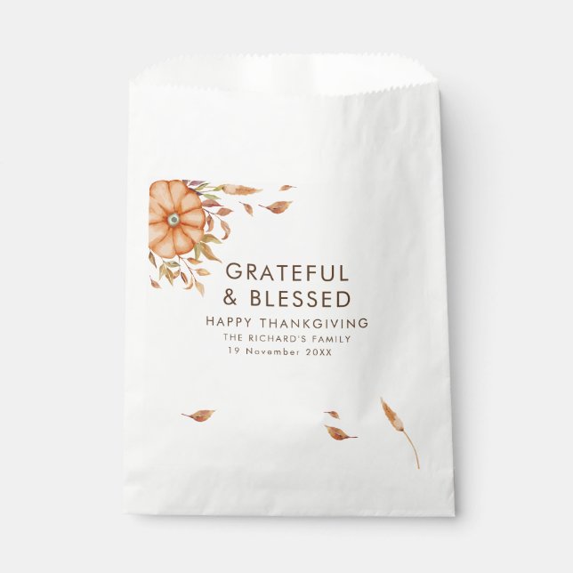 Erntedank Dinner Einladen Boho Thema Geschenktütchen (Vorderseite)