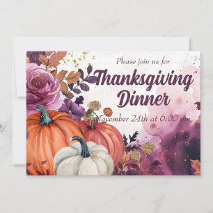 Erntedank Dinner Einladung Aquarellpumpen