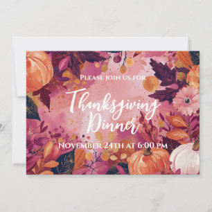 Erntedank Dinner Einladung Aquarellpumpen