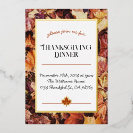 Erntedank Dinner Einladung - Foil-Blätter