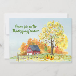 Erntedank Dinner Fall Scene Pumpkins Einladung