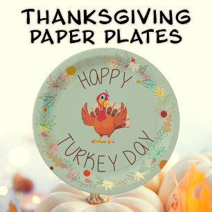 Erntedank Dinner Happy Turkey Day Blätter Pappteller