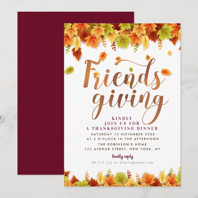 Erntedank-Dinner im Herbst Einladung (Vorne/Hinten)