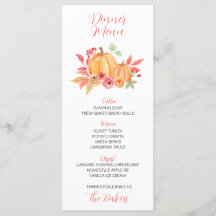 Erntedank Dinner Menu Floral Pumpkin