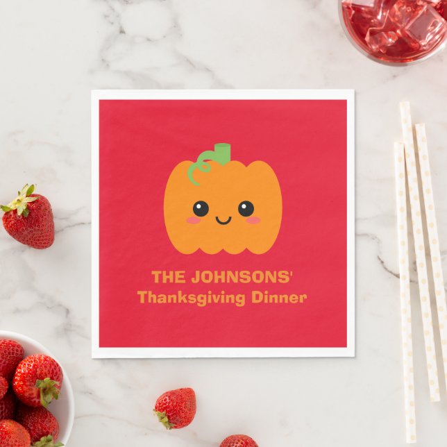 Erntedank Dinner Napkin, Personalisierter Pumpkin Serviette (Beispiel)