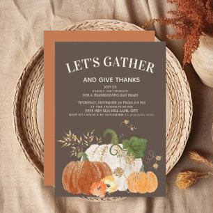 Erntedank Dinner Orange White Pumpkins Brown Einladung