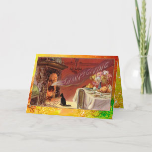 Erntedank Dinner Party Feiertagskarte