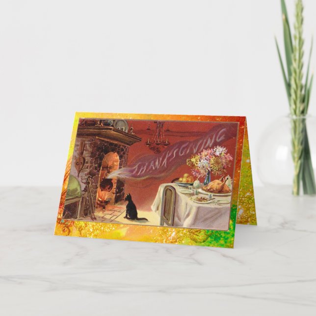 Erntedank Dinner Party Feiertagskarte (Vorderseite)