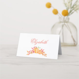 Erntedank Dinner Platzkarte Floral Pumpkin