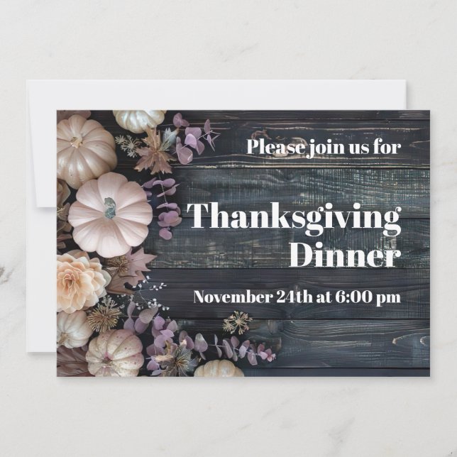 Erntedank Dinner Pumpkin Einladung Rustikal (Vorderseite)