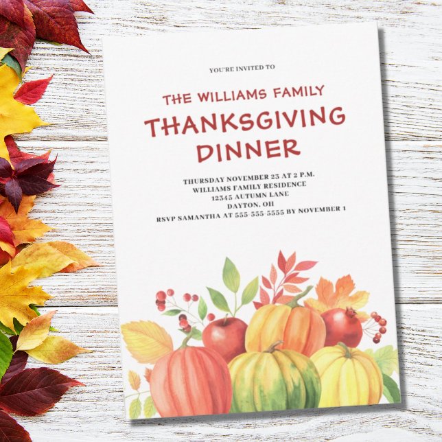 Erntedank Dinner Pumpkin Herbstleaf Einladung (Von Creator hochgeladen)