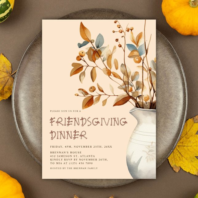 Erntedank Dinner Rustikale Herbst Freundlichkeit Einladung (Thanksgiving Dinner Rustic Fall Friendsgiving Invitation)
