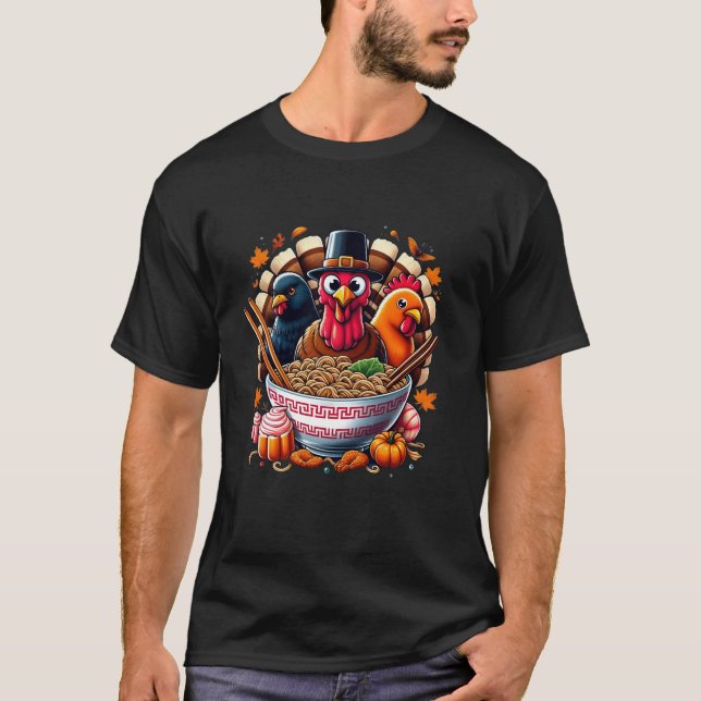 Erntedank Dinner Spaß Türkei Ramen Noodles Spaß T-Shirt (Vorderseite)