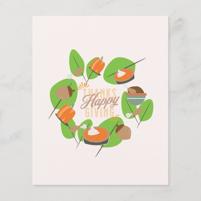 Erntedank Dinner Türkei Pumpkin Fall Greenery Flyer (Vorne)