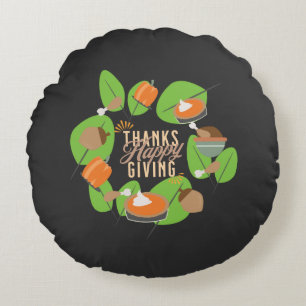 Erntedank Dinner Türkei Pumpkin Fall Greenery Rundes Kissen