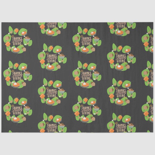 Erntedank Dinner Türkei Pumpkin Fall Greenery Seidenpapier (Vorderseite)