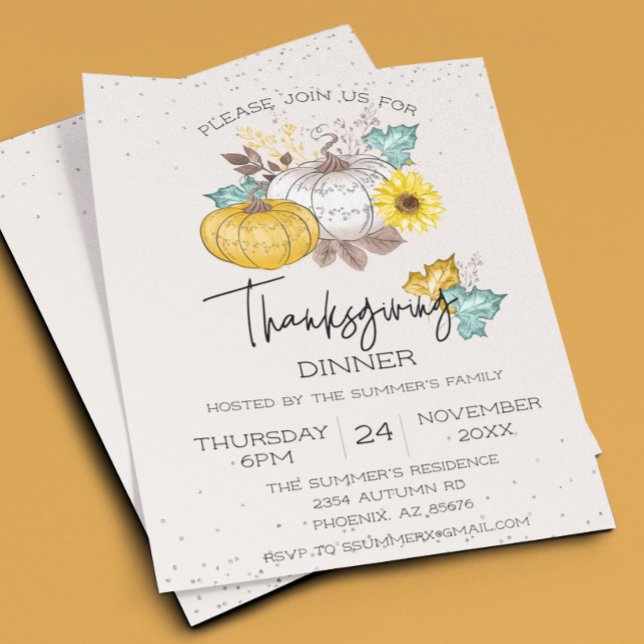 Erntedank Dinner White Glitzer Pumpkin Budget Flyer (Von Creator hochgeladen)