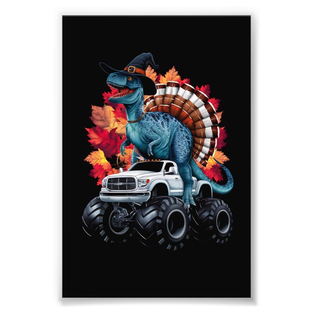 Erntedank Dinosaur T-Rex Monster Truck Fotodruck (Vorne)