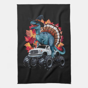 Erntedank-Dinosaurier-T-Rex-Monstertruck Geschirrtuch