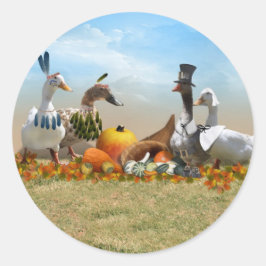 Erntedank Ducks Runder Aufkleber