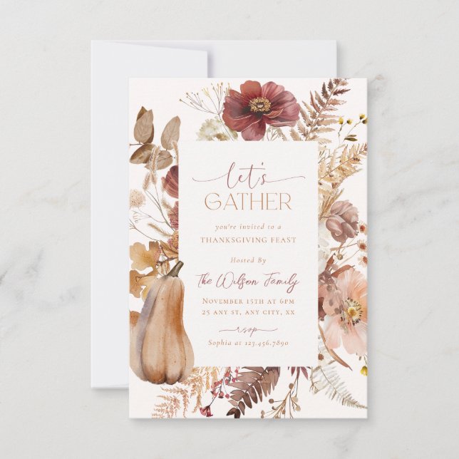 Erntedank Einladung Freundliches Abendessen (Vorderseite)