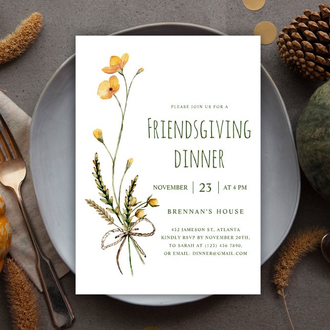 Erntedank Einzigartiges Modernes Freundliches Aben Einladung (Thanksgiving Unique Modern Friendsgiving Dinner Invitation)