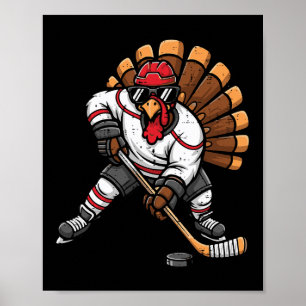 Erntedank Eishockey Spieler Truthahn Fall Männer J Poster