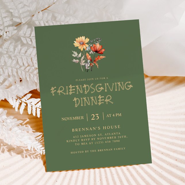 Erntedank Elegante Freundliches Festessen Einladung (Thanksgiving Elegant Friendsgiving Feast Invitation)