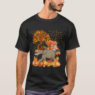 Erntedank Elephant mit Herbstpumpen Sonnenblume T-Shirt