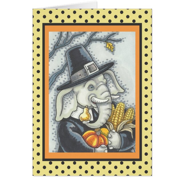 ERNTEDANK ELEPHANT, PILGRIM GREETCARD Verse (Vorne)