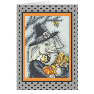 ERNTEDANK ELEPHANT, PILGRIM GREETCARD Verse