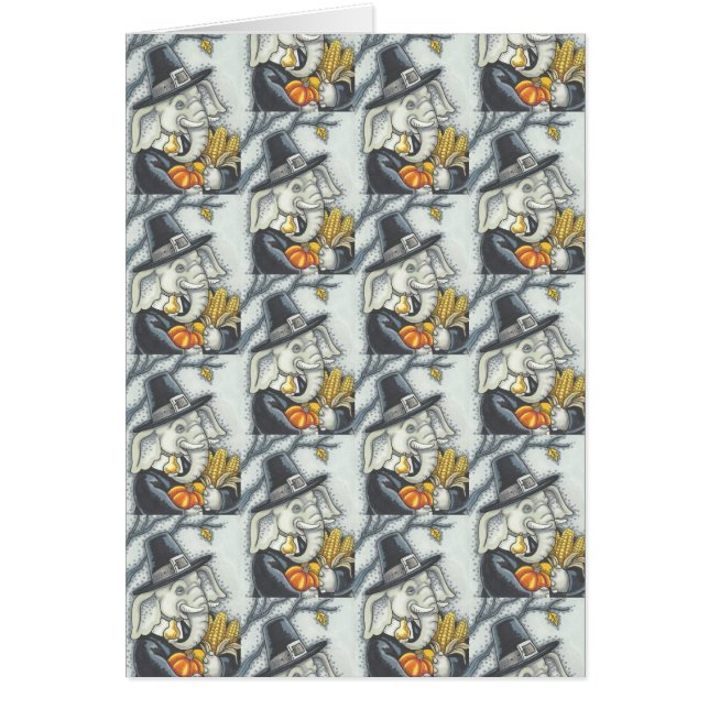 ERNTEDANK ELEPHANT, PILGRIM GREETKARTE Leere (Vorne)