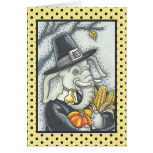 ERNTEDANK ELEPHANT, PILGRIM GREETKARTE Leere