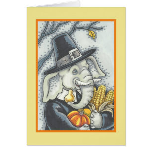 ERNTEDANK ELEPHANT, PILGRIM GREETKARTE Leere