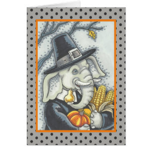 ERNTEDANK ELEPHANT, PILGRIM GREETKARTE Leere