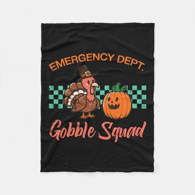 Erntedank Emergency Nurse Gobble Squad Scrub bis Fleecedecke (Vorderseite)