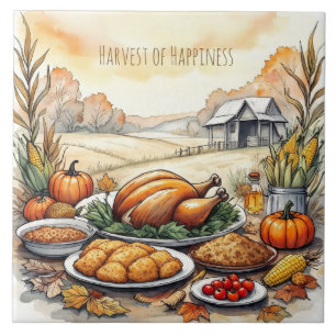 Erntedank, Ernte des Glücks, Keramik Fliese